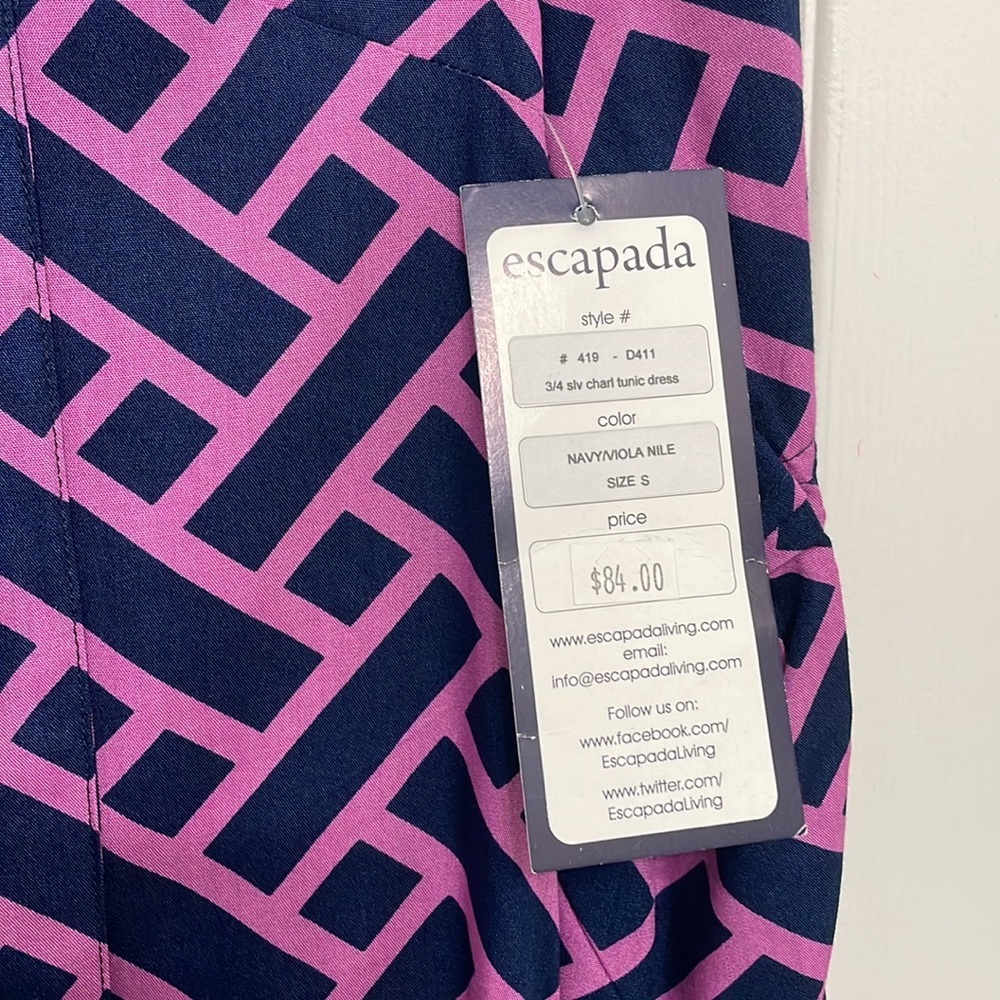 Escapada, Dress, Small, NWT, Geometric, Purple and Navy‎ - Picture 4 of 6